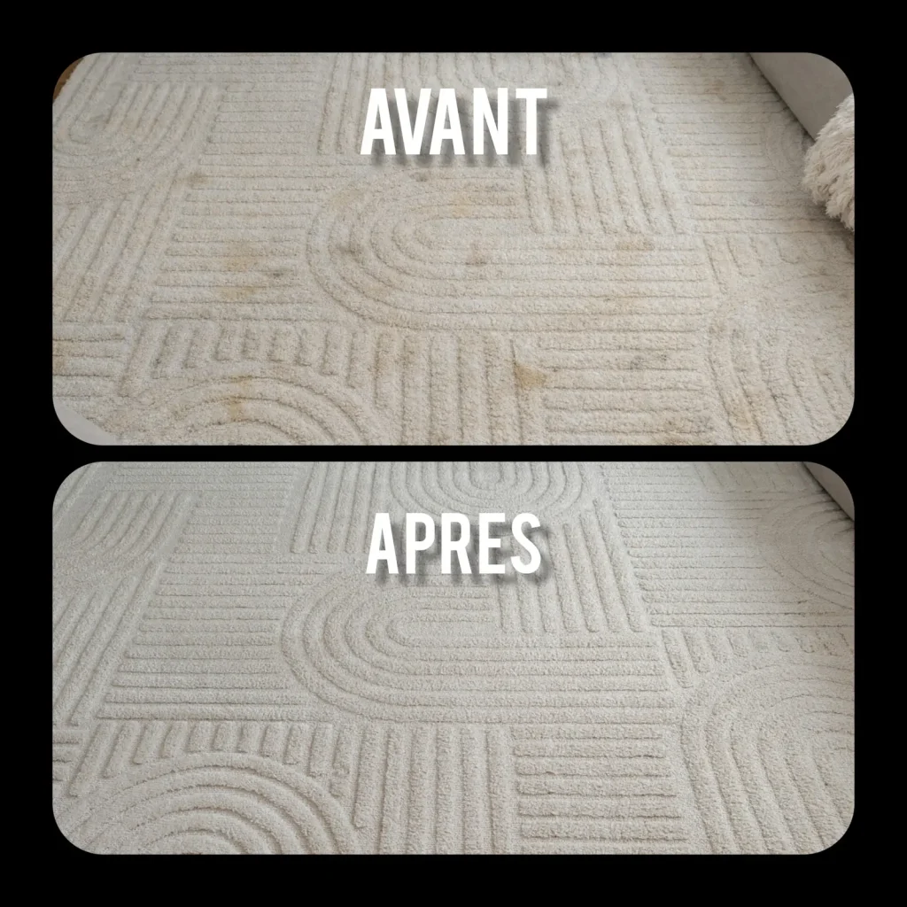 Résultat avant et après un nettoyage de matelas par QUALIFICACE