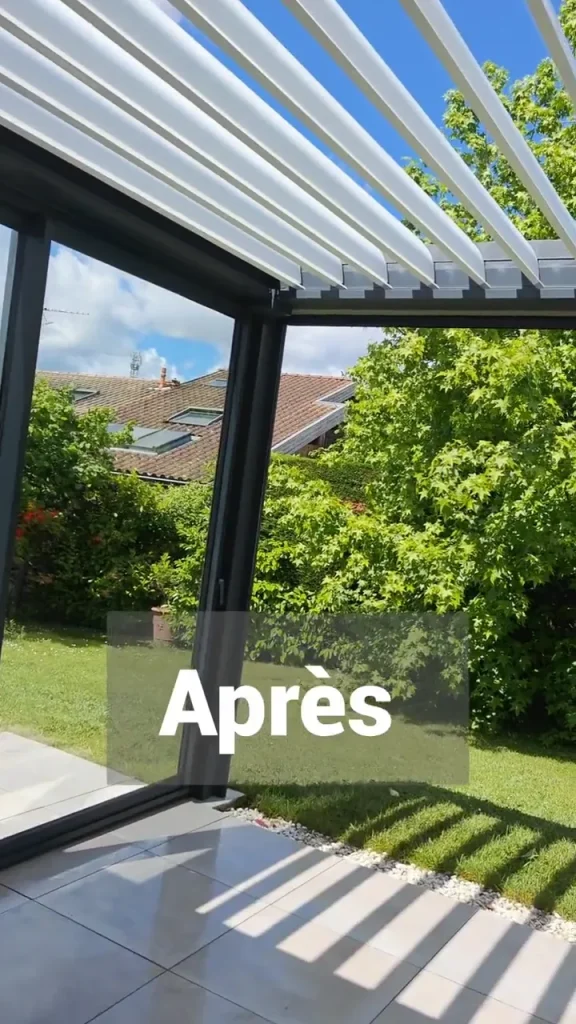 Résultat après le nettoyage d’une pergola bioclimatique par QUALIFICACE